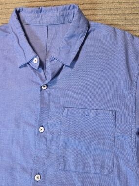 Lululemon Commission Shirt Mens M Blue Long Sleeve Button Down Technical Stretch